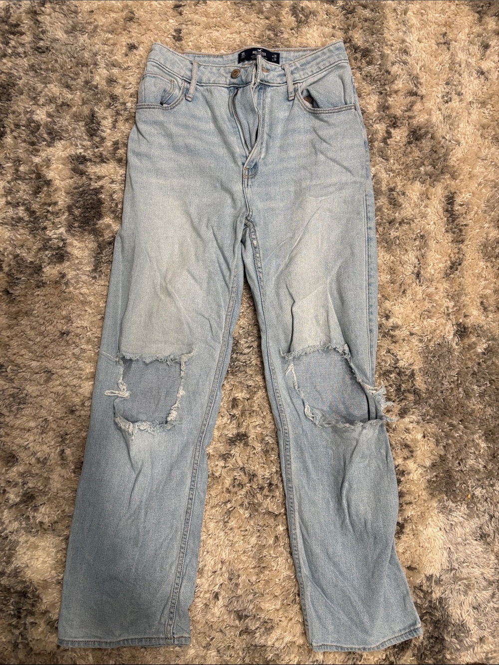 Hollister Light Blue Straight-Leg Distressed Jeans